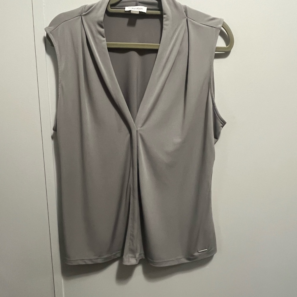 Calvin Klein Light Gray Sleeveless Blouse